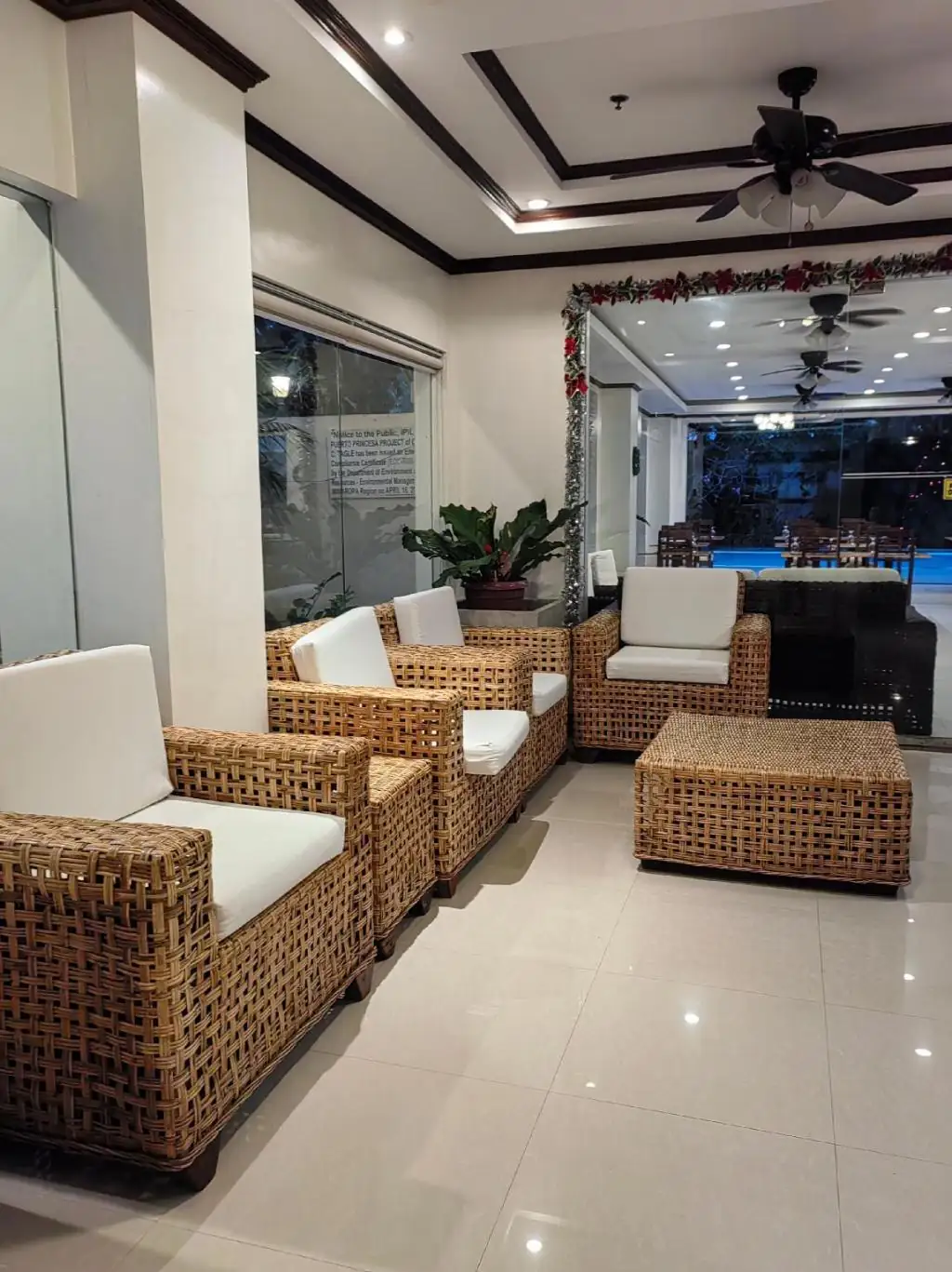 Hotel lobby lounge seating